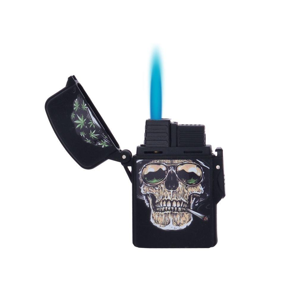 RASTA SKULLS JET FLAME Feuerzeug mit Düse - MIX DESIGN