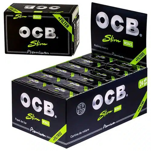 OCB Paper und Tips Rolle Premium Slim, BOX 24 Stk. (1,43€/stk.)