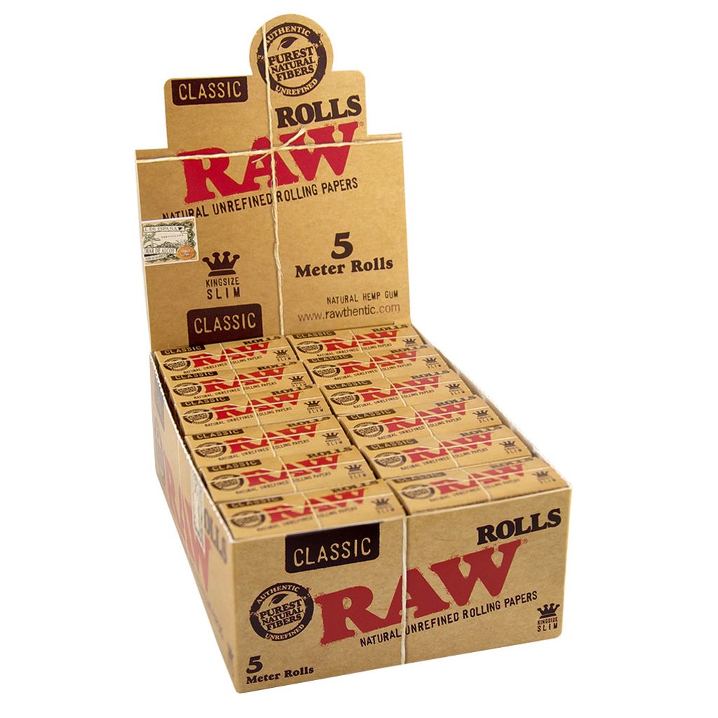 RAW Paper Rollen Slim 5m, BOX 24 Stk. (1,42€/stk.)