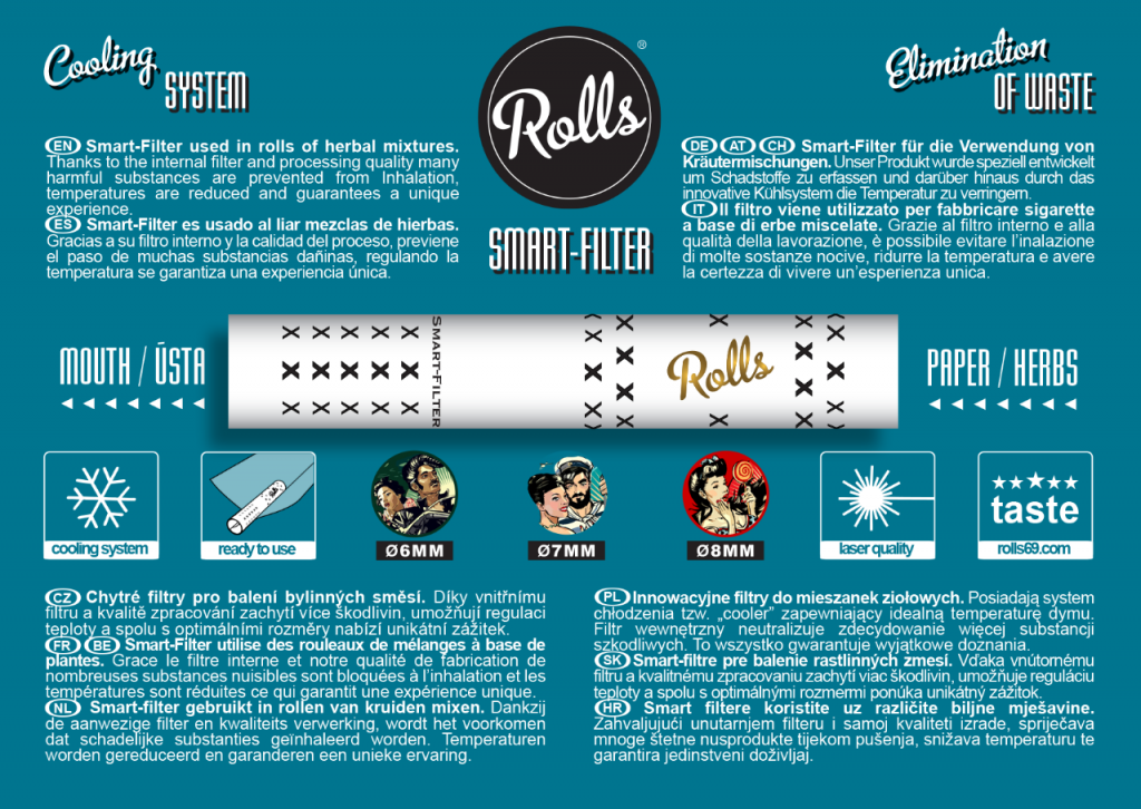Rolls 69 Smart-Filter 7mm, 16x 10 Stück Pack Blue BOX