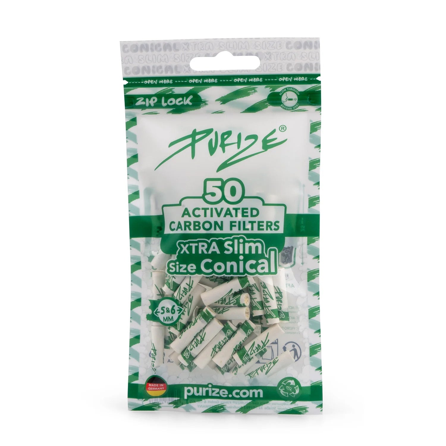 PURIZE® Aktivkohlefilter - konik XTRA Slim Size, Packung 50stk.
