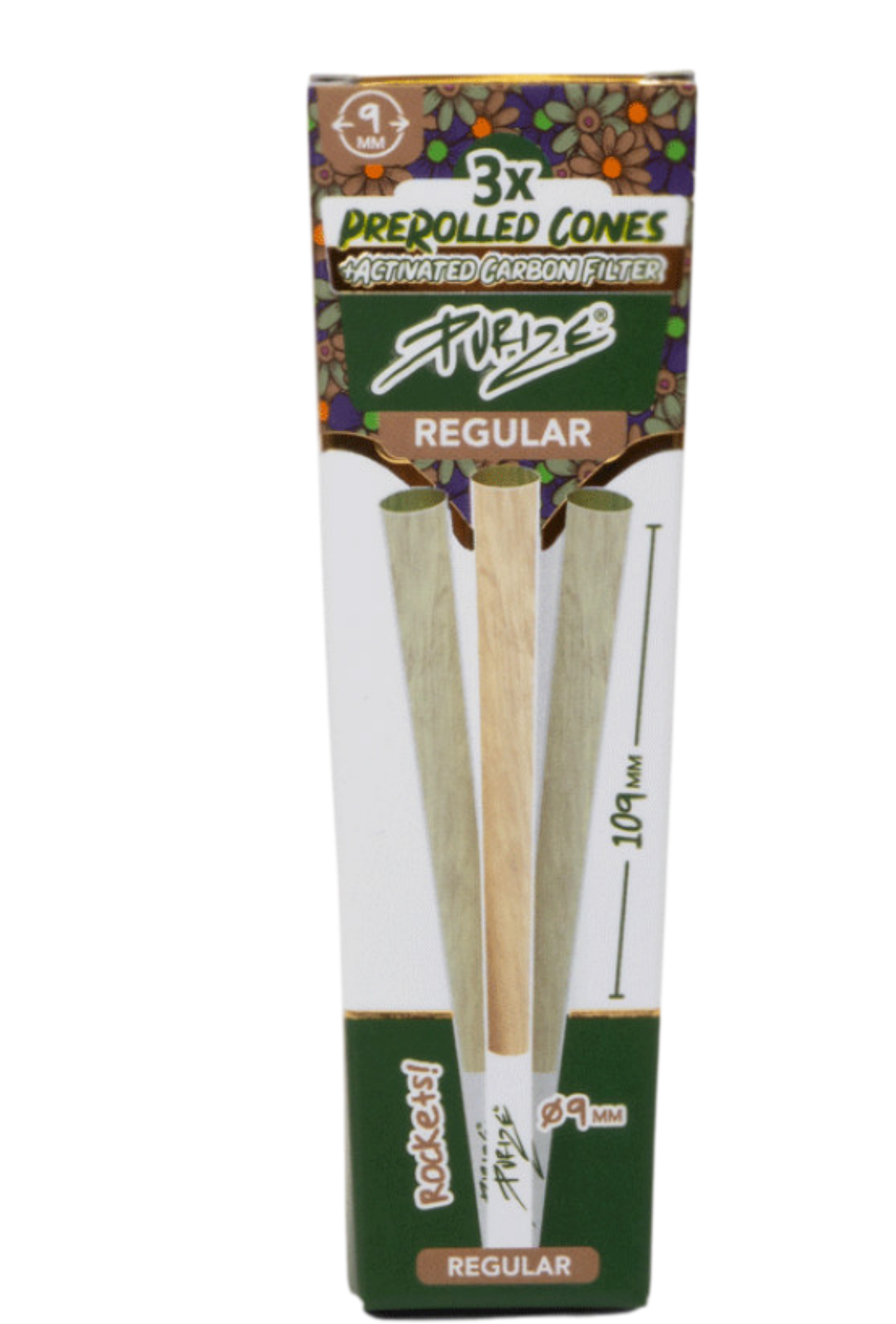 PURIZE® vorgerollte Regular Size Cones mit Filter und Stopfer, 3 St.