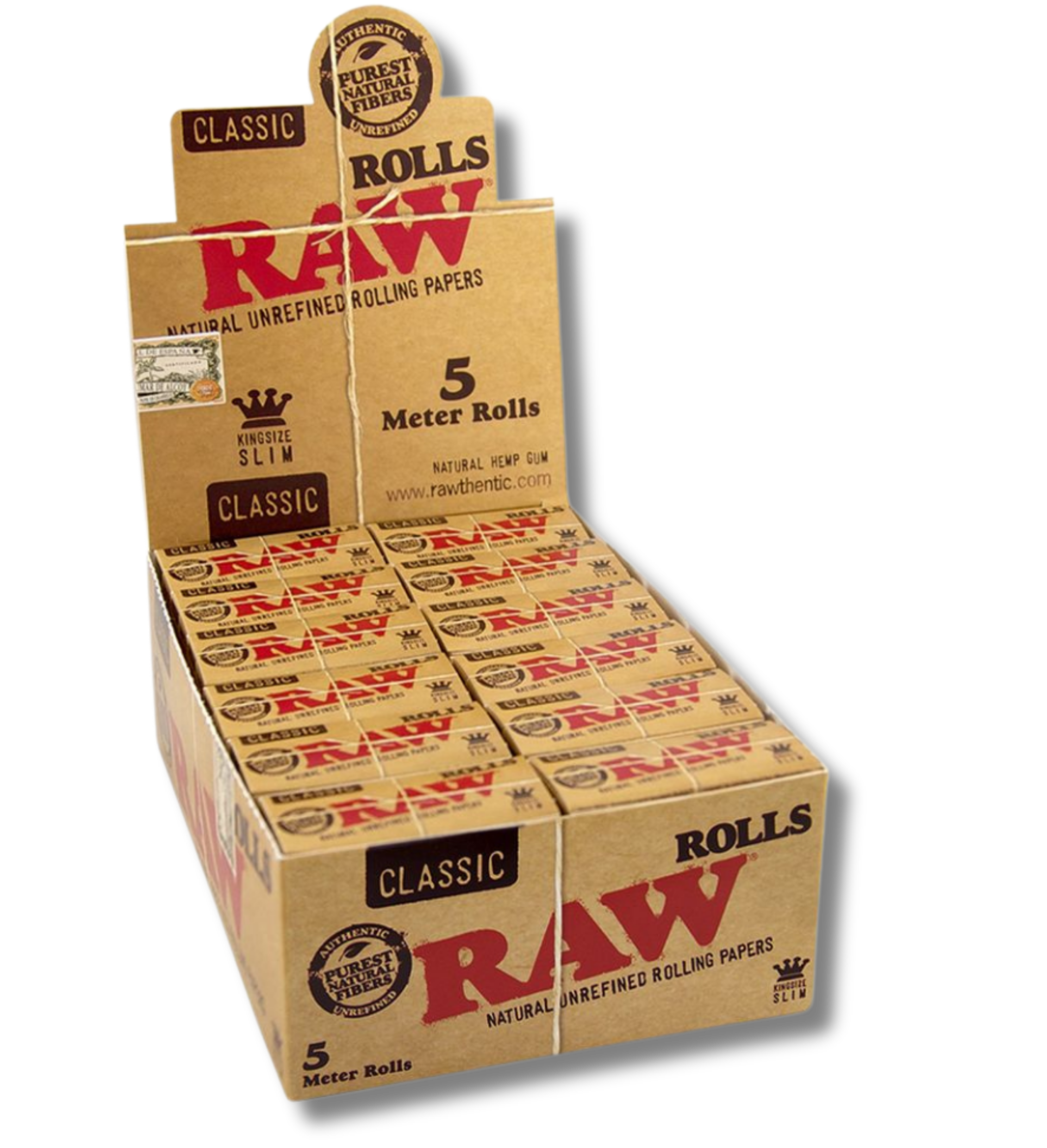 RAW Paper Rollen Slim 5m, BOX 24 Stk. (1,42€/stk.)