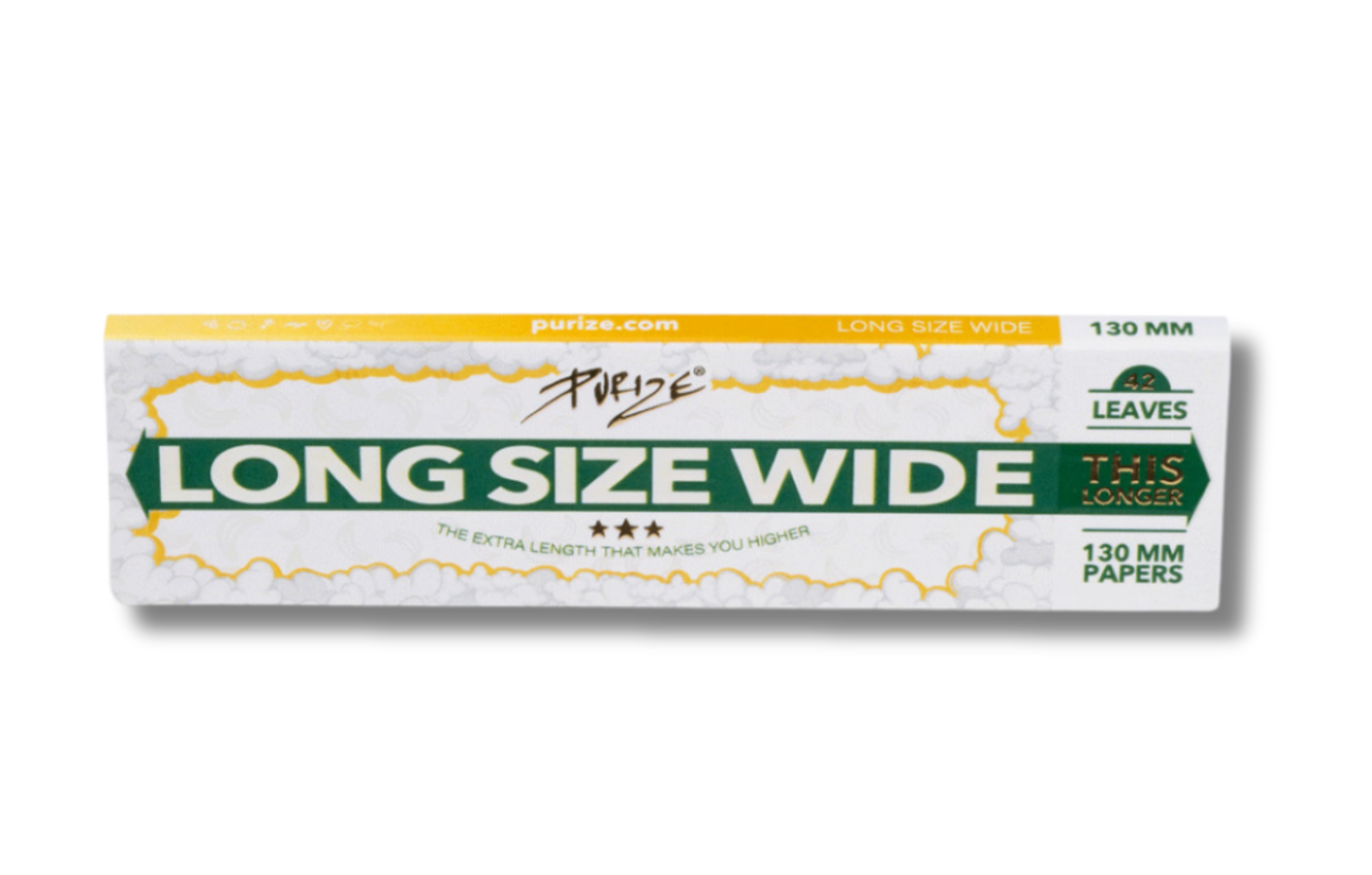 PURIZE® Long Size Wide Papier, 42 Stück pro Packung, ungebleicht