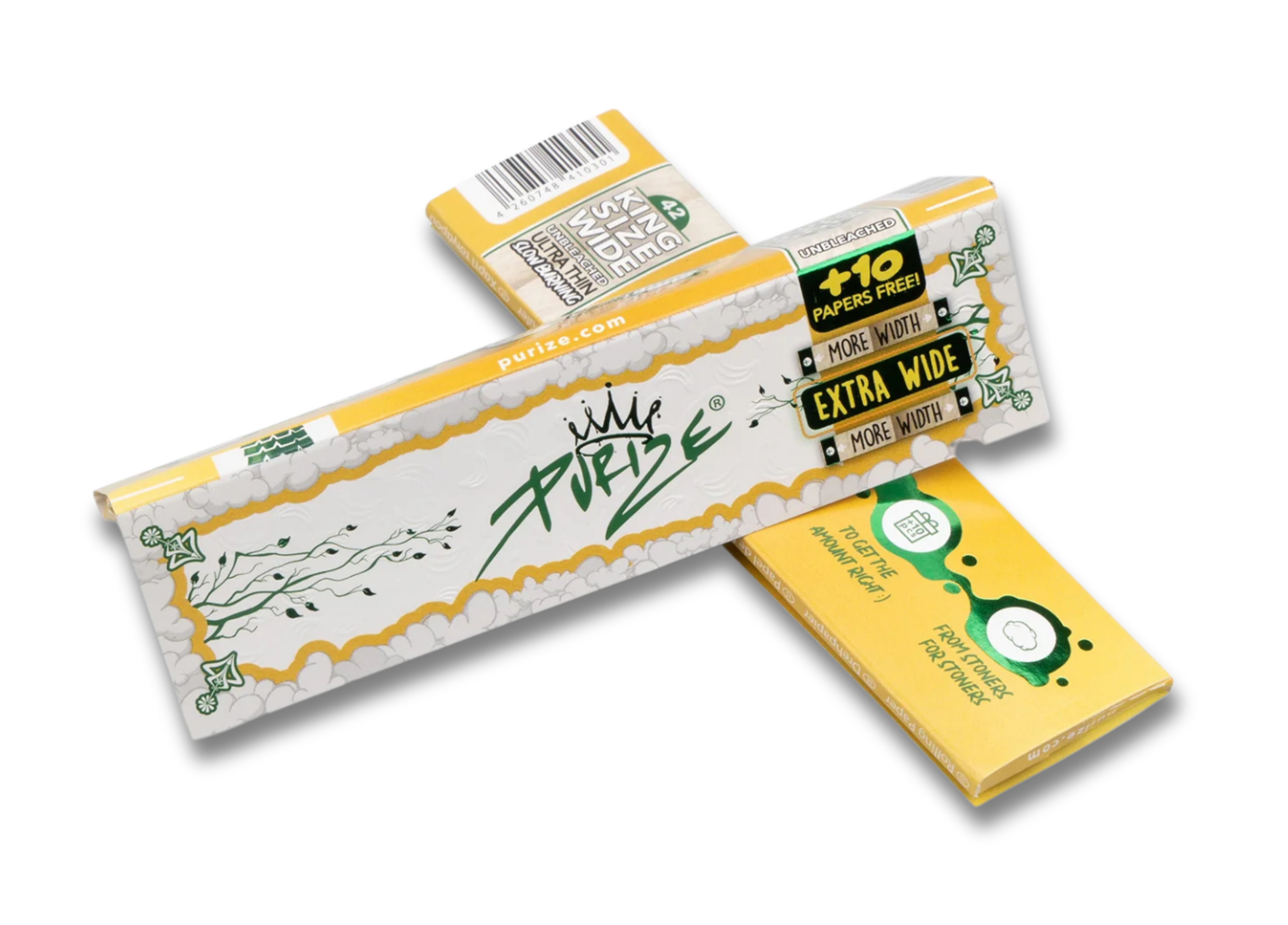 PURIZE® Papers King Size Wide, 42 St. pro Packung, ungebleicht