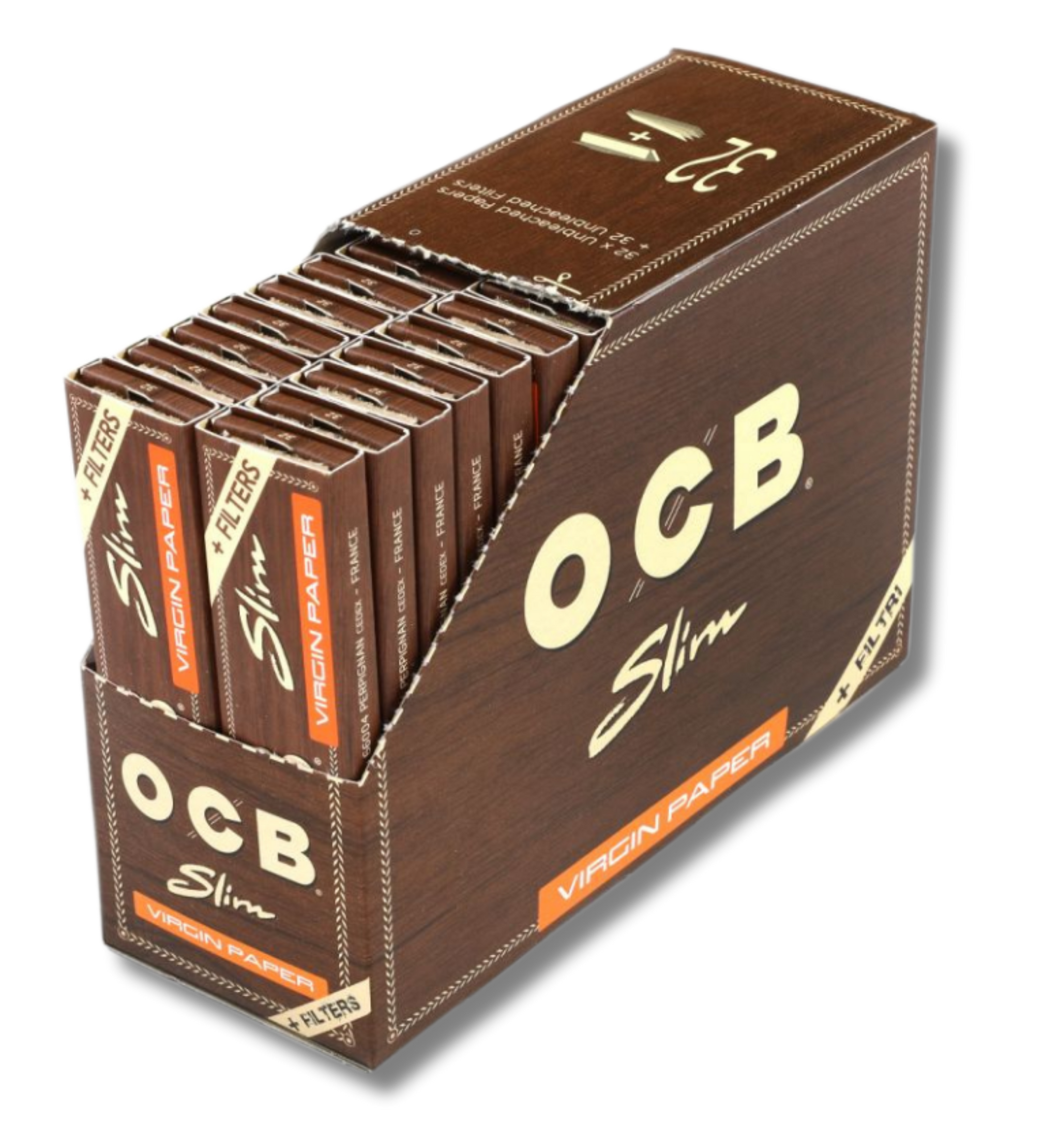 OCB Paper und Tips Virgin Slim, BOX 32 Stk. (1,25€/stk.)
