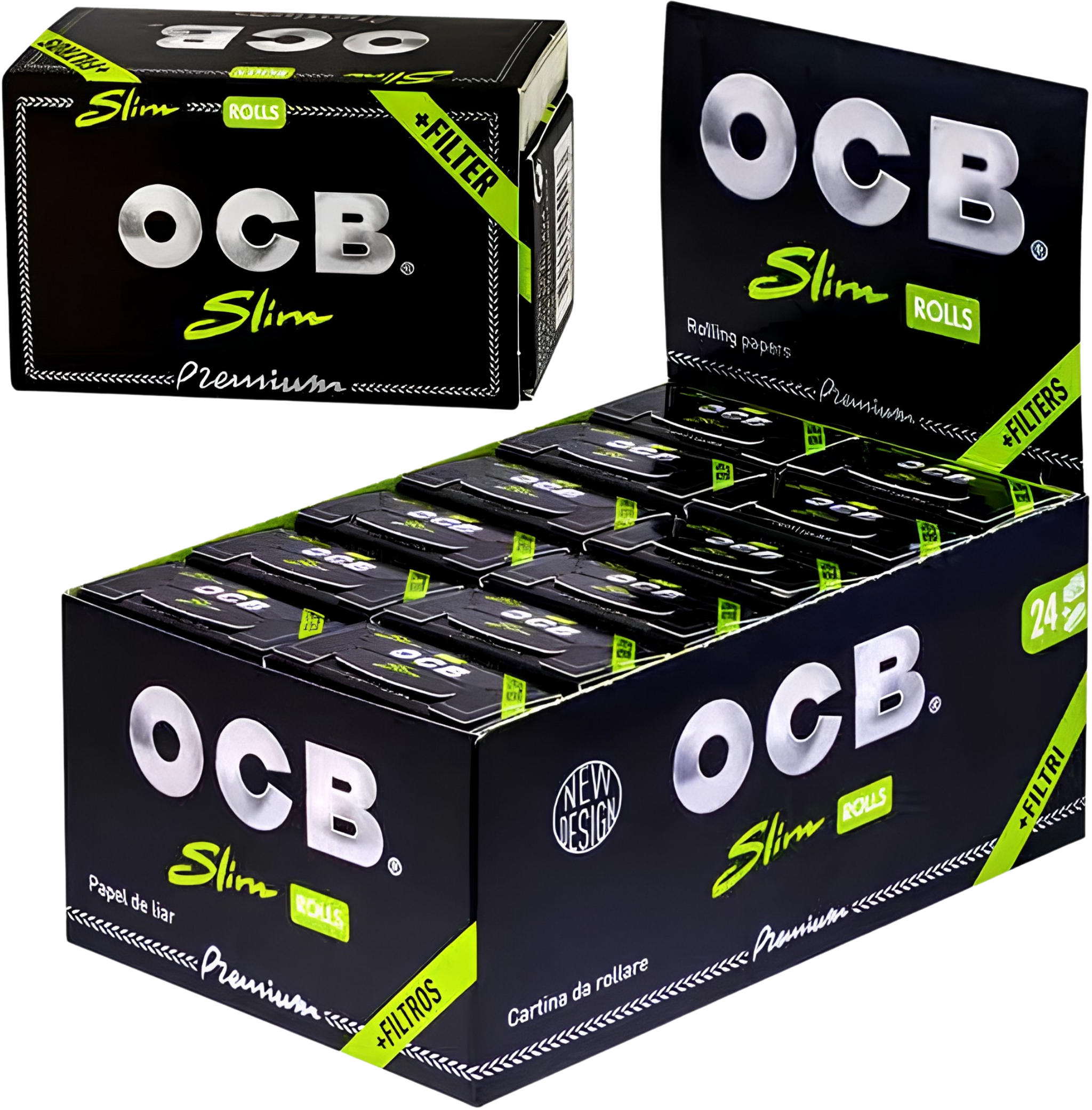 OCB Paper und Tips Rolle Premium Slim, BOX 24 Stk. (1,43€/stk.)