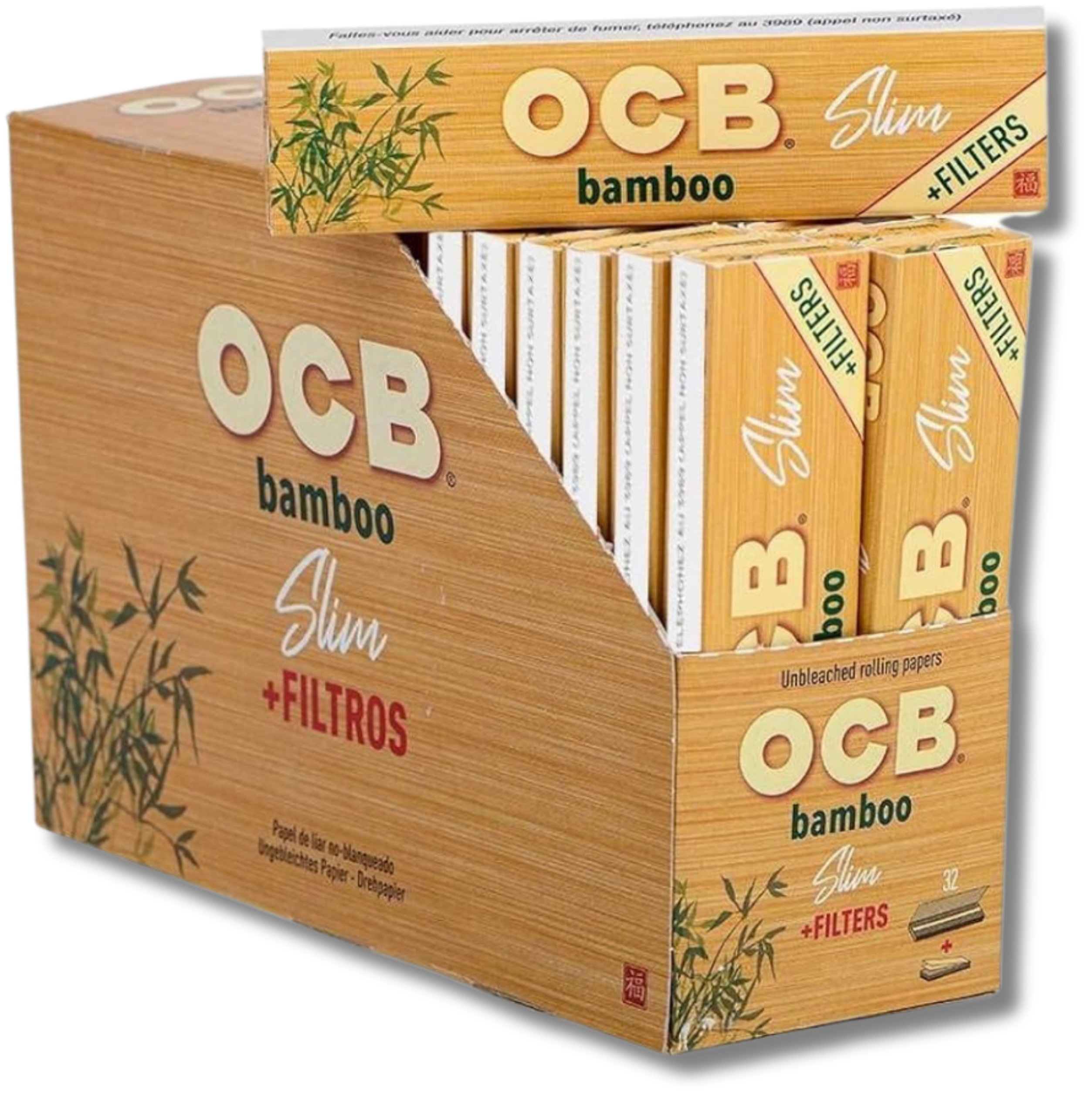 OCB Paper und Tips Bamboo Slim, BOX 32 Stk. (1,28€/stk.)