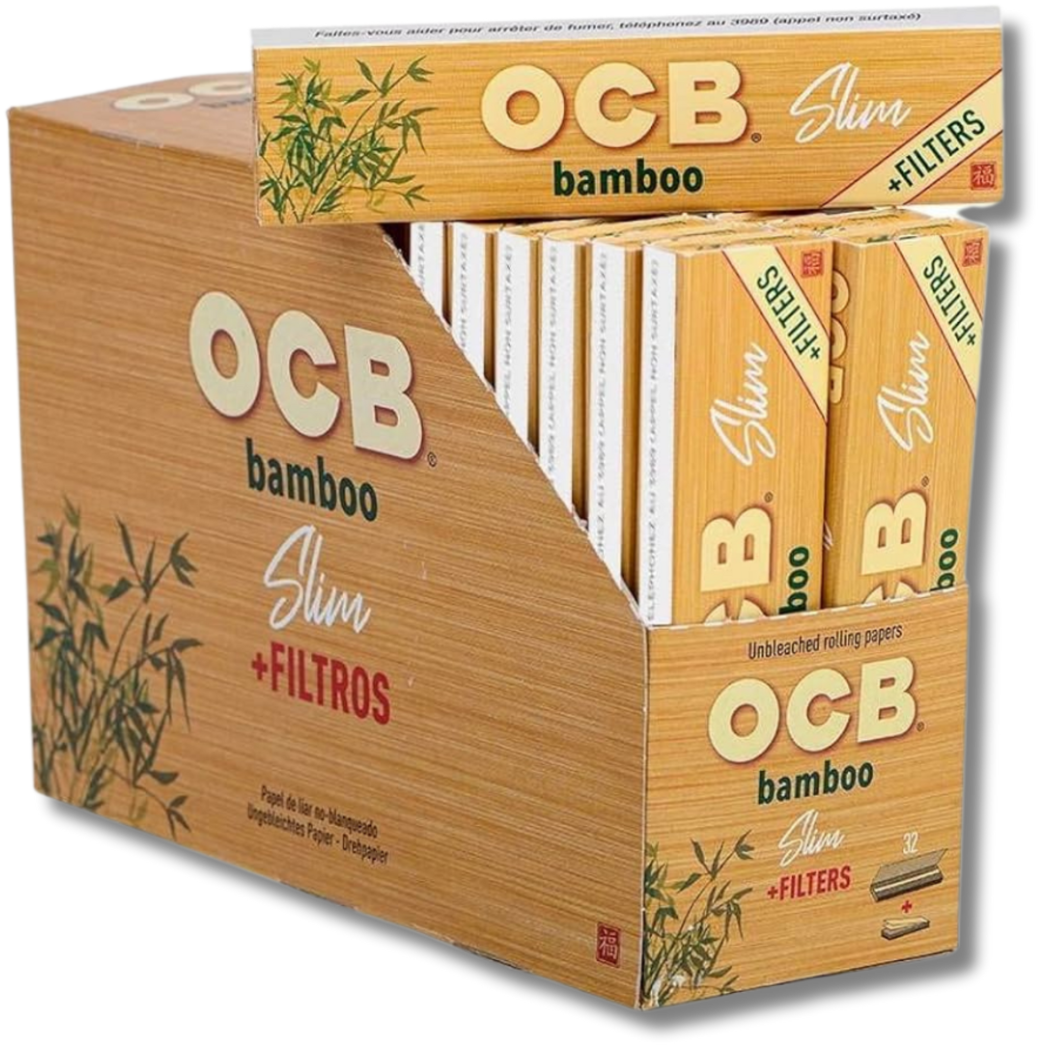 OCB Paper und Tips Bamboo Slim, BOX 32 Stk. (1,28€/stk.)