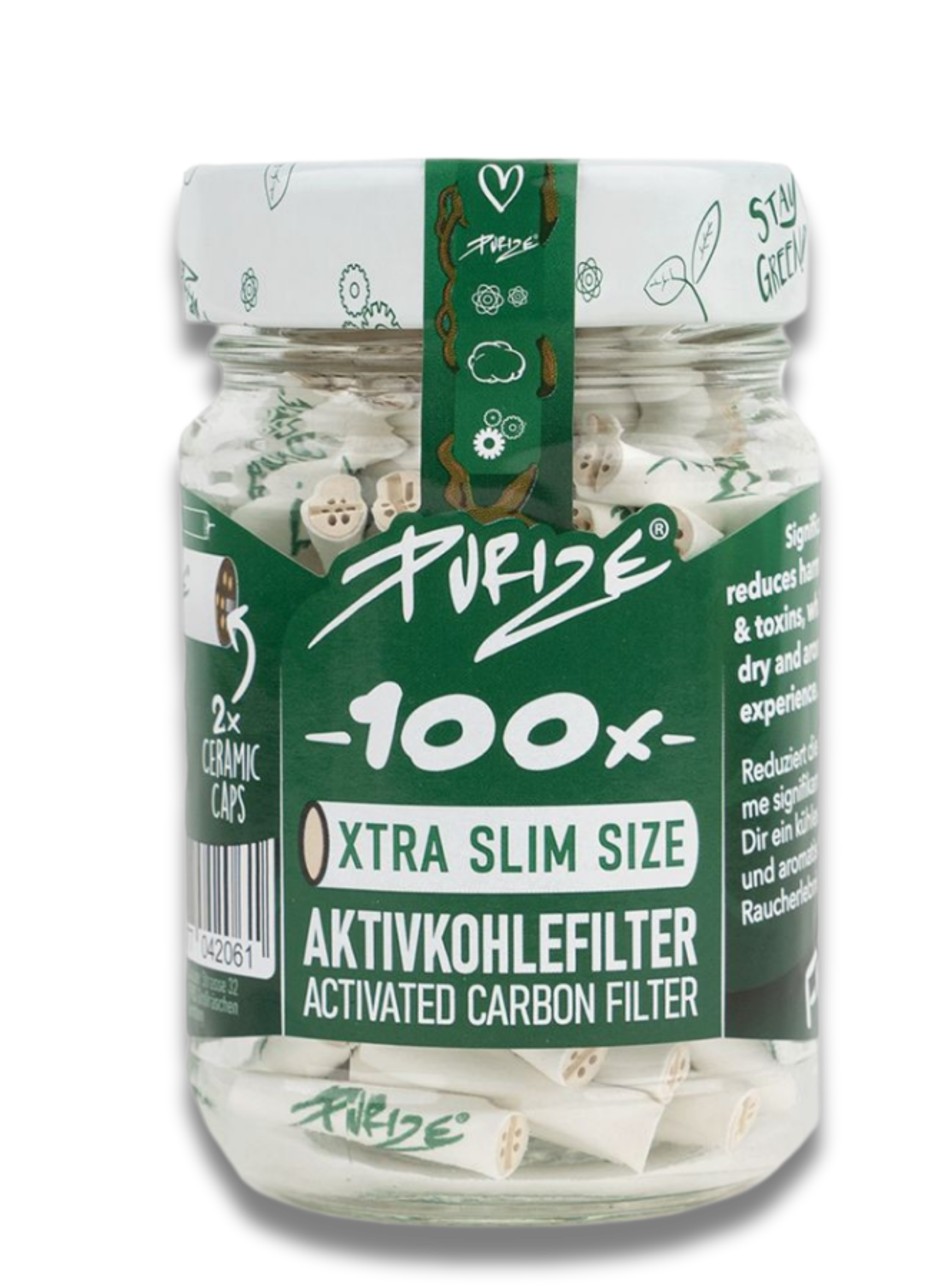 Purize XTRA Slim 5.9mm Aktivkohlefilter weiss, Glas 100 Stk.