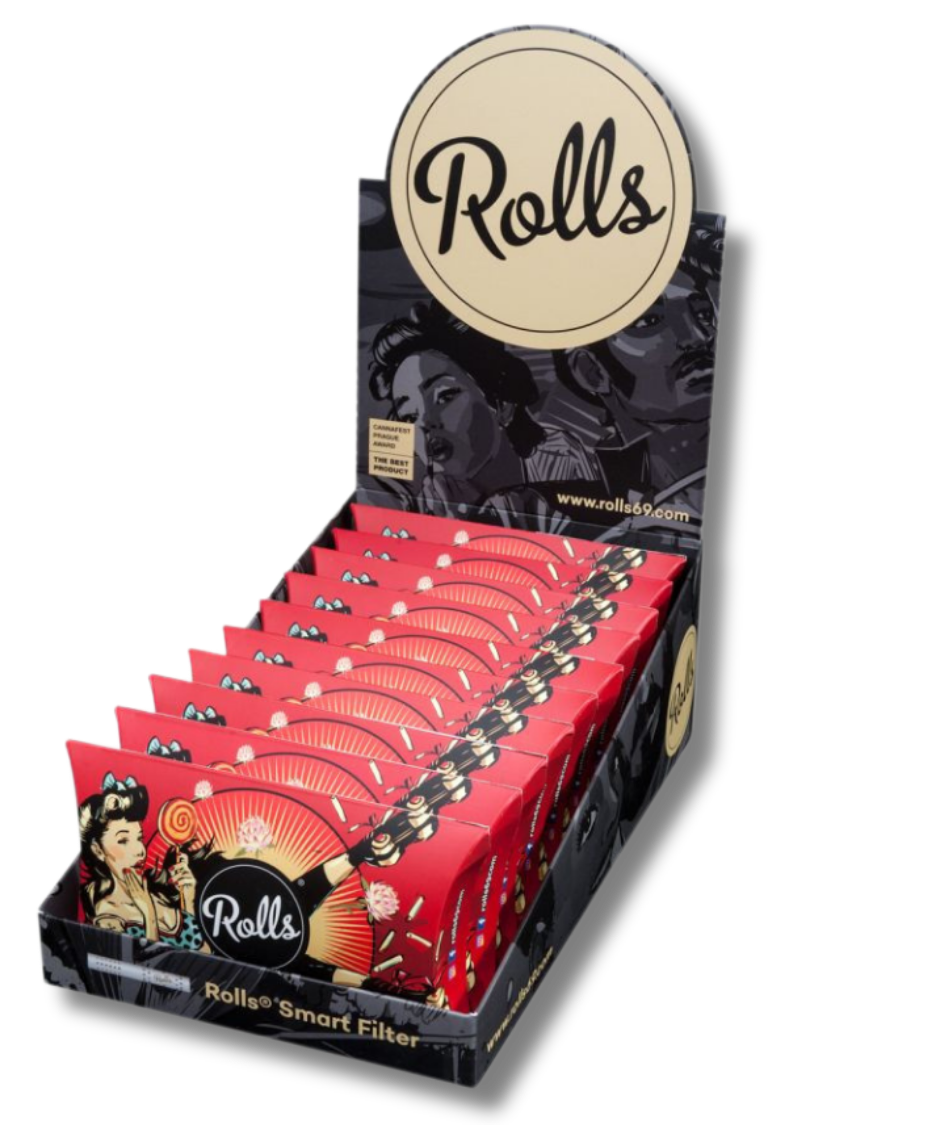 Rolls 69 filter 8mm, 10x 40 stk Pack Vermelho CAIXA