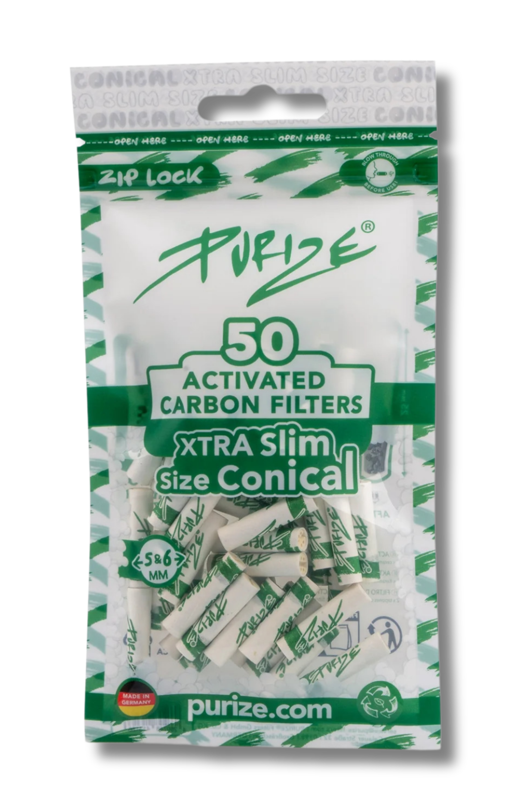 PURIZE® Aktivkohlefilter - konik XTRA Slim Size, Packung 50stk.