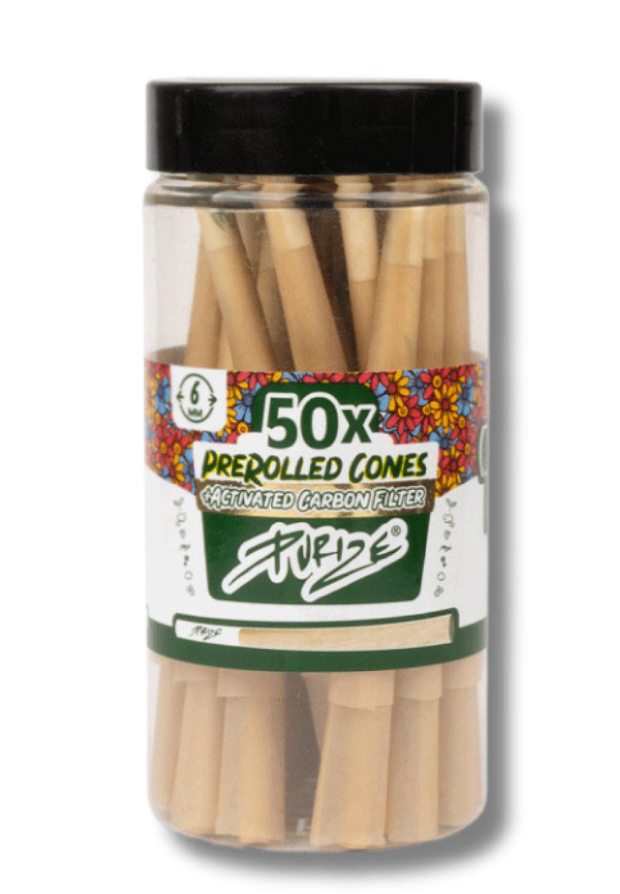 PURIZE® vorgerollte XTRA Slim Size Cones mit Filter und Stopfer, Dose 50 St.