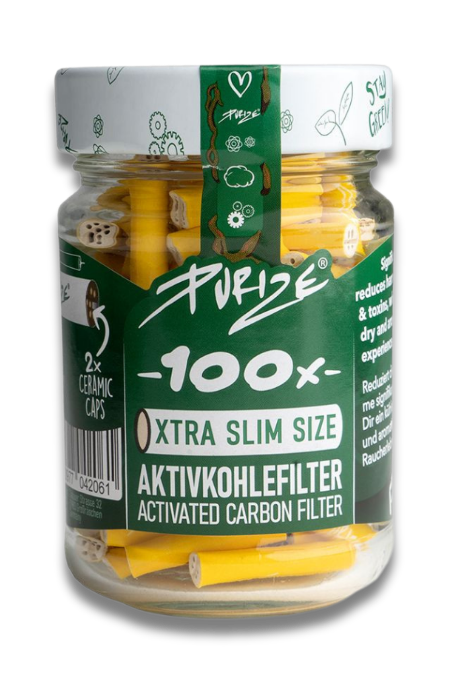 Purize XTRA Slim 5.9mm Aktivkohlefilter gelb, Glas 100 Stk.