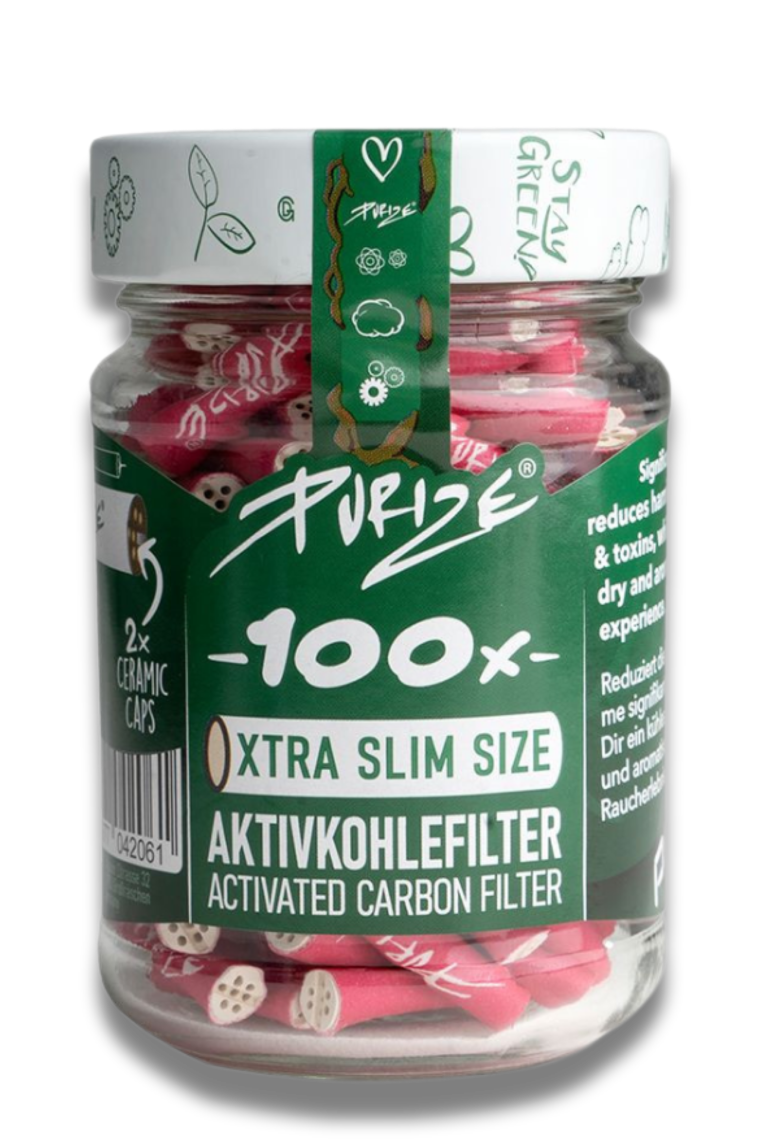 Purize XTRA Slim 5.9mm Aktivkohlefilter růžové, Glas 100 Stk.