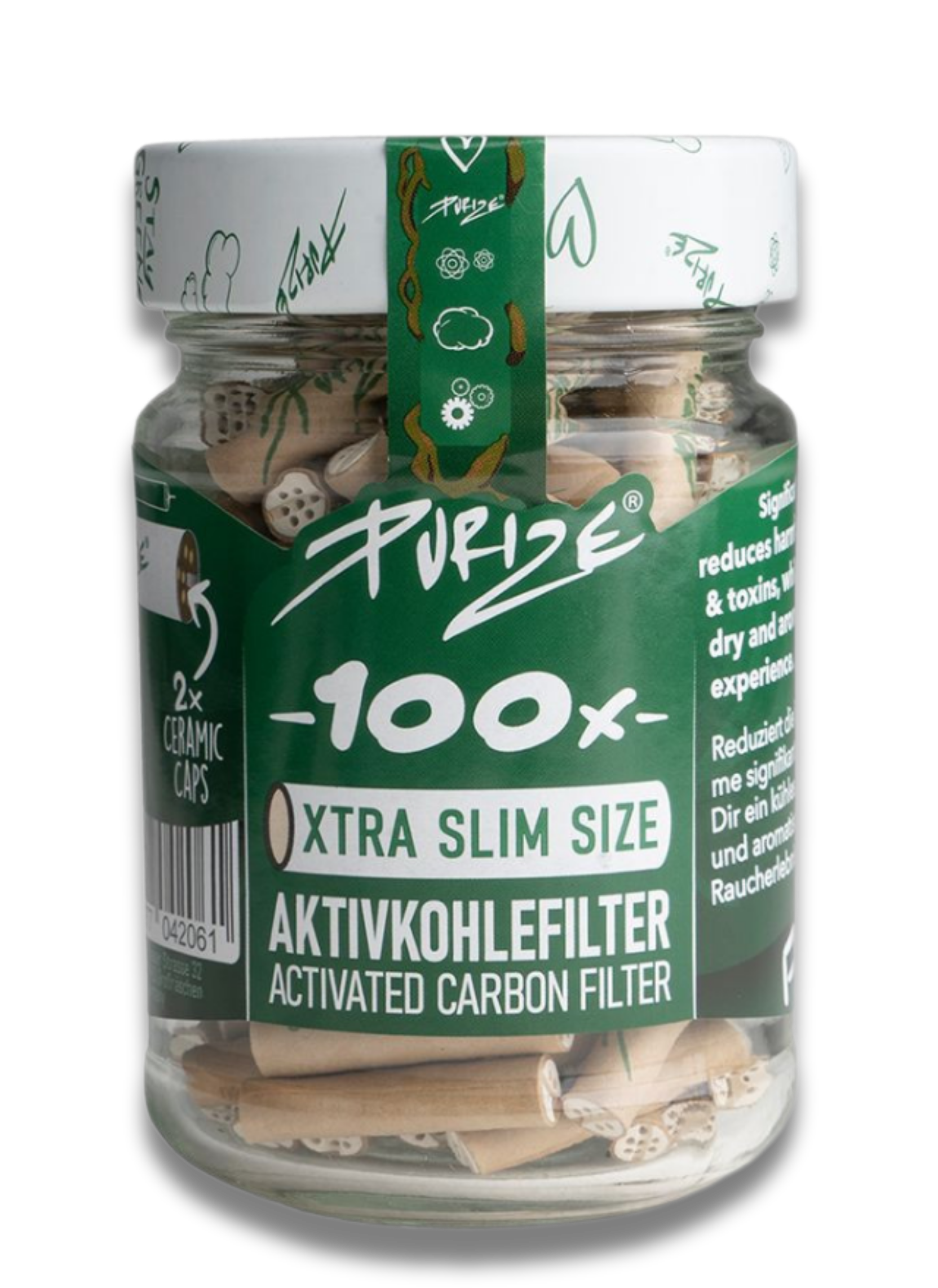 Purize XTRA Slim 5.9mm Aktivkohlefilter Organic, Glas 100 Stk.