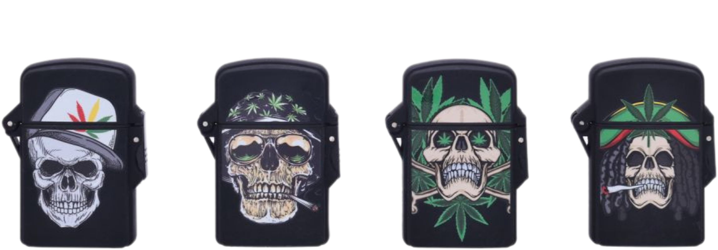 RASTA SKULLS JET FLAME Feuerzeug mit Düse - MIX DESIGN