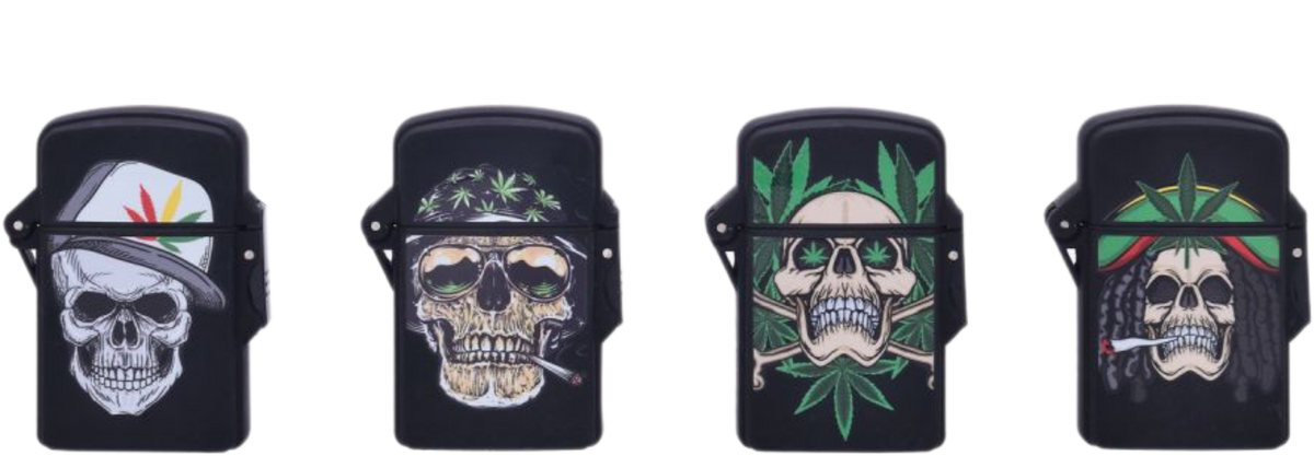 RASTA SKULLS JET FLAME Feuerzeug mit Düse - MIX DESIGN
